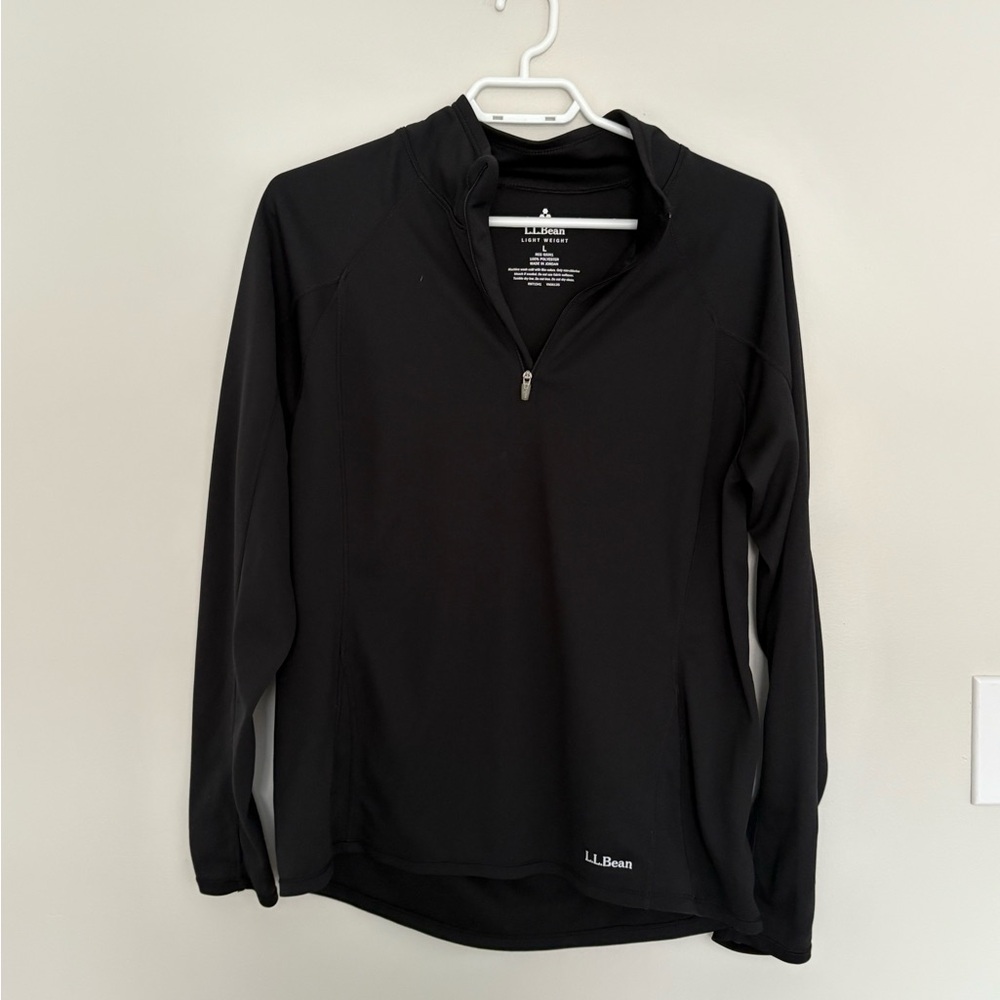 L.L. Bean Women’s Lightweight Black Quarter-Zip Pullover - US L